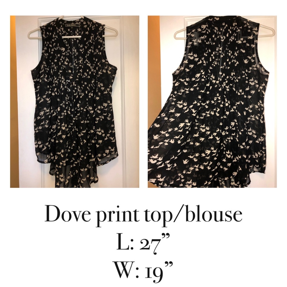 Love Stitch Dove Print Blouse Size S